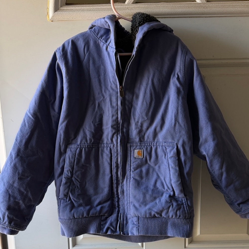 Carhartt Blue Hooded Insulated Work Jacket